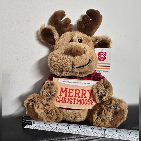 Merry Christmoose American Greetings Moose Plush Stuffed Animal Christmas Holder - Picture 4 of 5